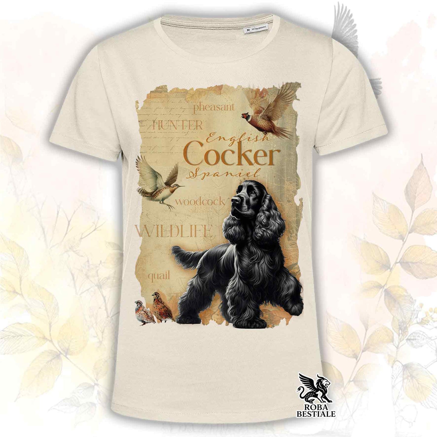 T-Shirt FIELD LEGACY - COCKER SPANIEL INGLESE Nero - Bianca o Beige, da Uomo o da Donna - dalla XS alla 5XL