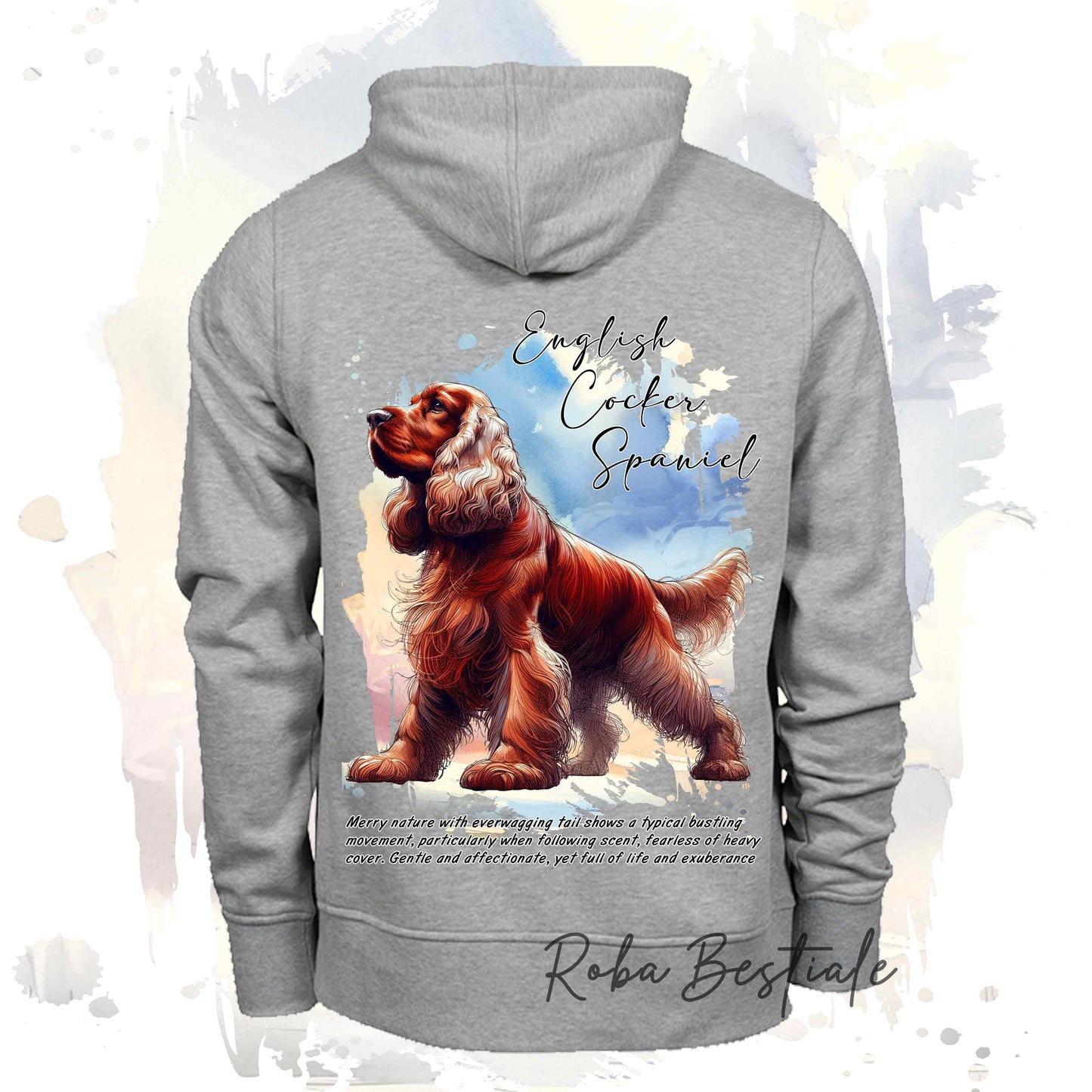 Felpa BEHAVIOR - COCKER SPANIEL INGLESE Rosso - Standard FCI - Unisex - Grigia - dalla XS alla 3XL