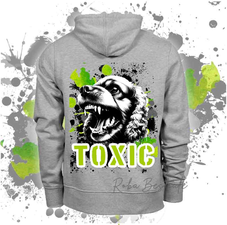 Felpa Invernale TOXIC - COCKER SPANIEL INGLESE - Con Cappuccio, Unisex - Grigia - dalla XS alla 3XL