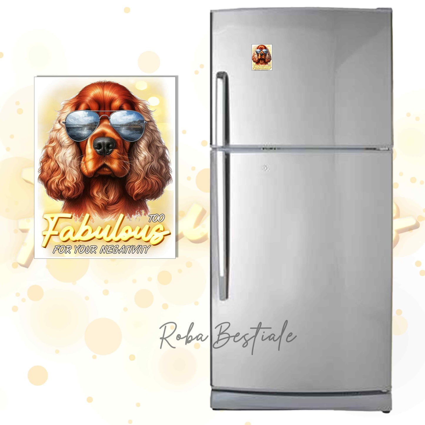 Calamita TOO FABULOUS - COCKER SPANIEL INGLESE Rosso - in MDF - 7x5 cm