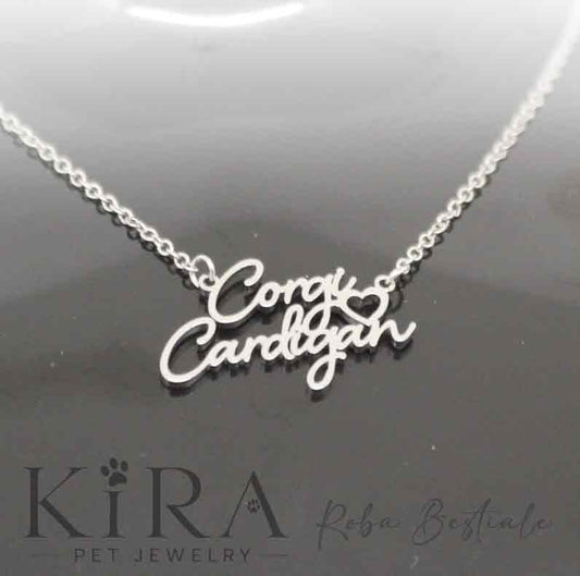 Collana KIRA PET JEWERLY - CORGI CARDIGAN - In Acciaio Inox con catenella a maglia fine