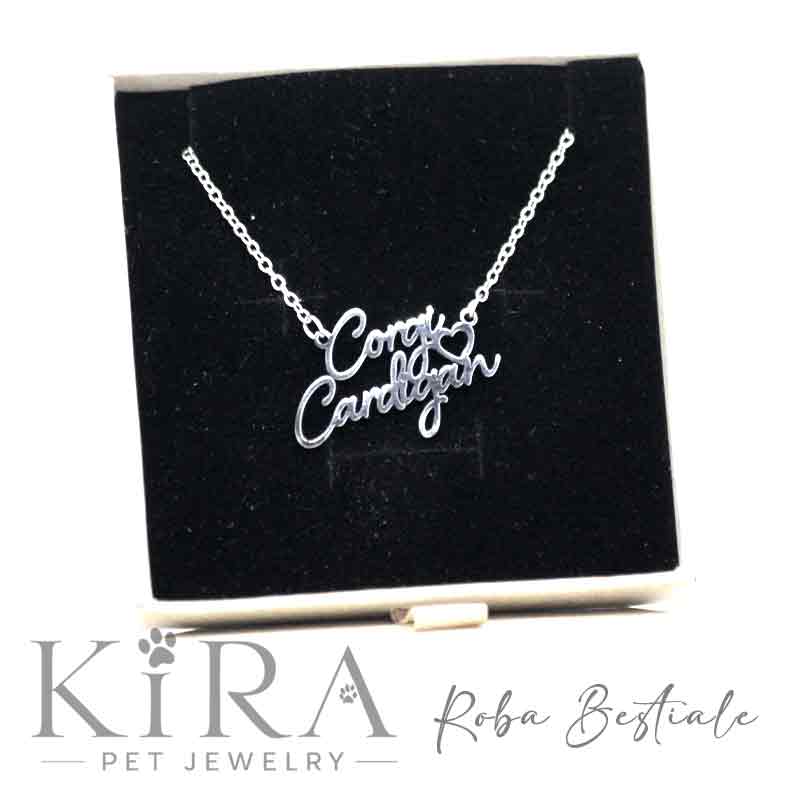 Collana KIRA PET JEWERLY - CORGI CARDIGAN - In Acciaio Inox con catenella a maglia fine