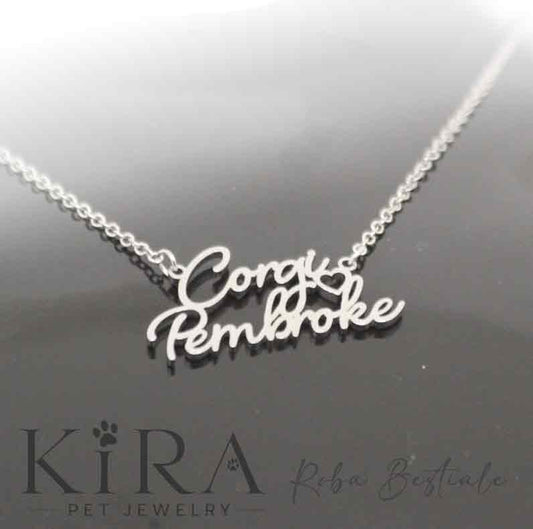 Collana KIRA PET JEWERLY - CORGI PEMBROKE - In Acciaio Inox con catenella a maglia fine