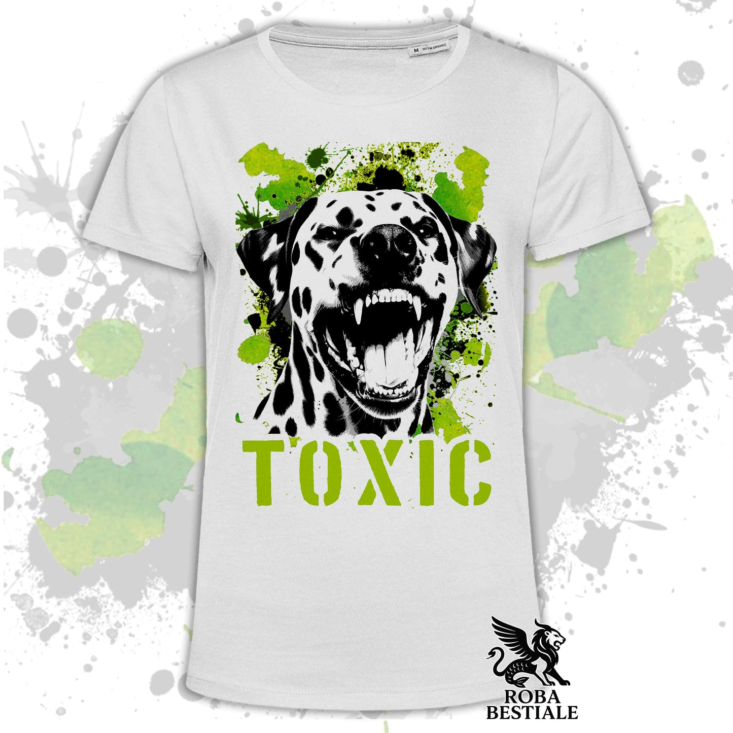 T-Shirt TOXIC - DALMATA - Bianca o Beige, da Uomo o da Donna - dalla XS alla 5XL