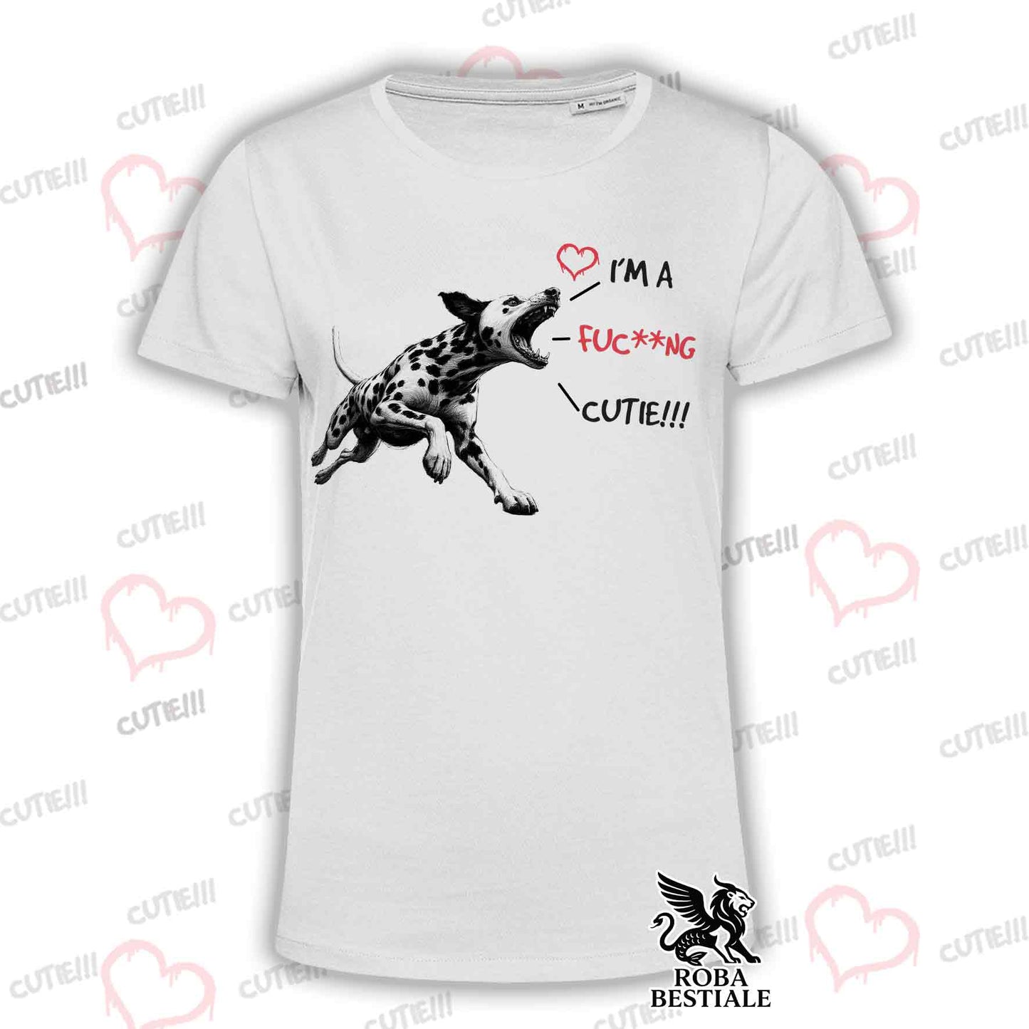 T-Shirt CUTIE - DALMATIAN - White or Beige, for Men or Women - from XS to 5XL