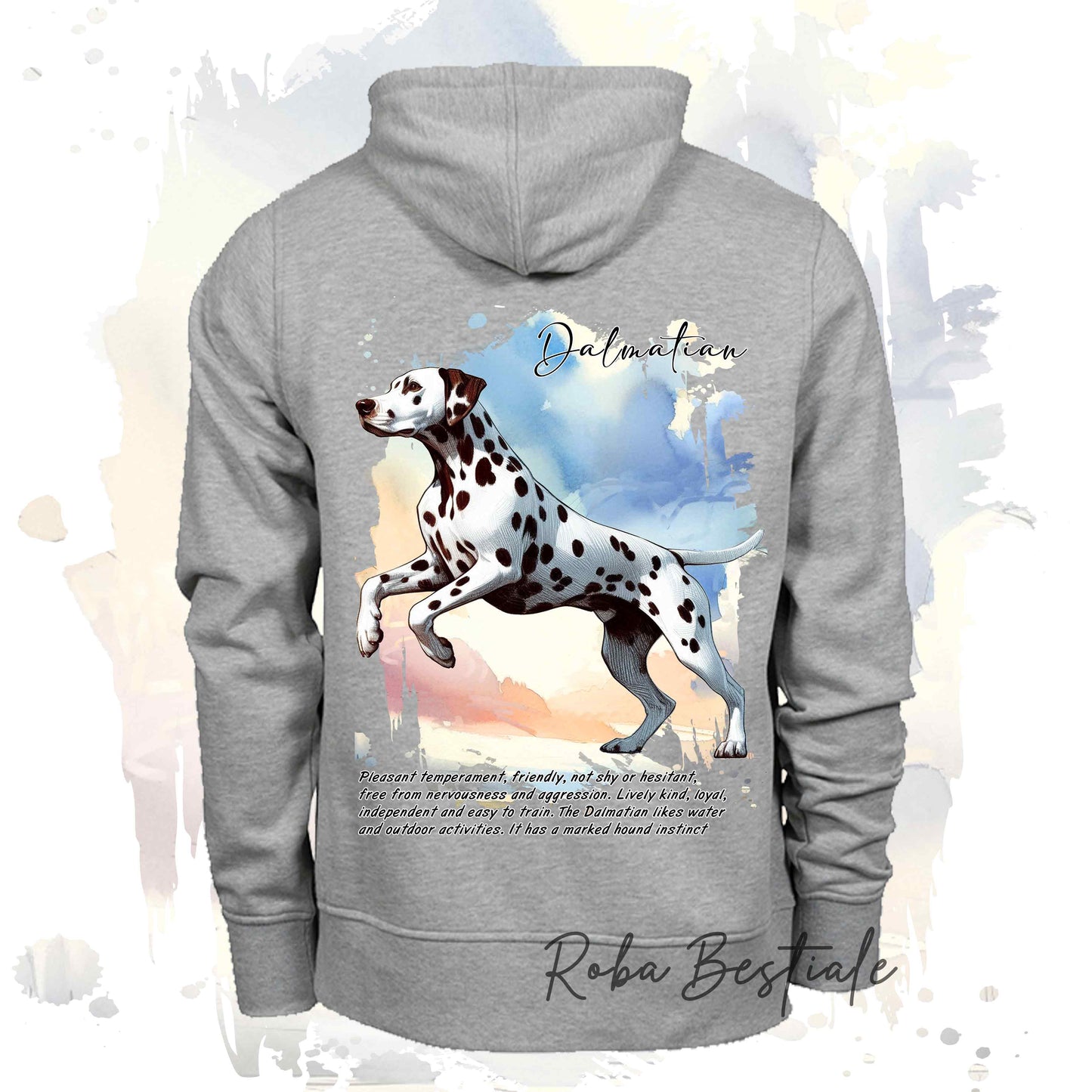 Felpa BEHAVIOR - DALMATA Bianco e Fegato - Standard FCI - Unisex - Grigia - dalla XS alla 3XL