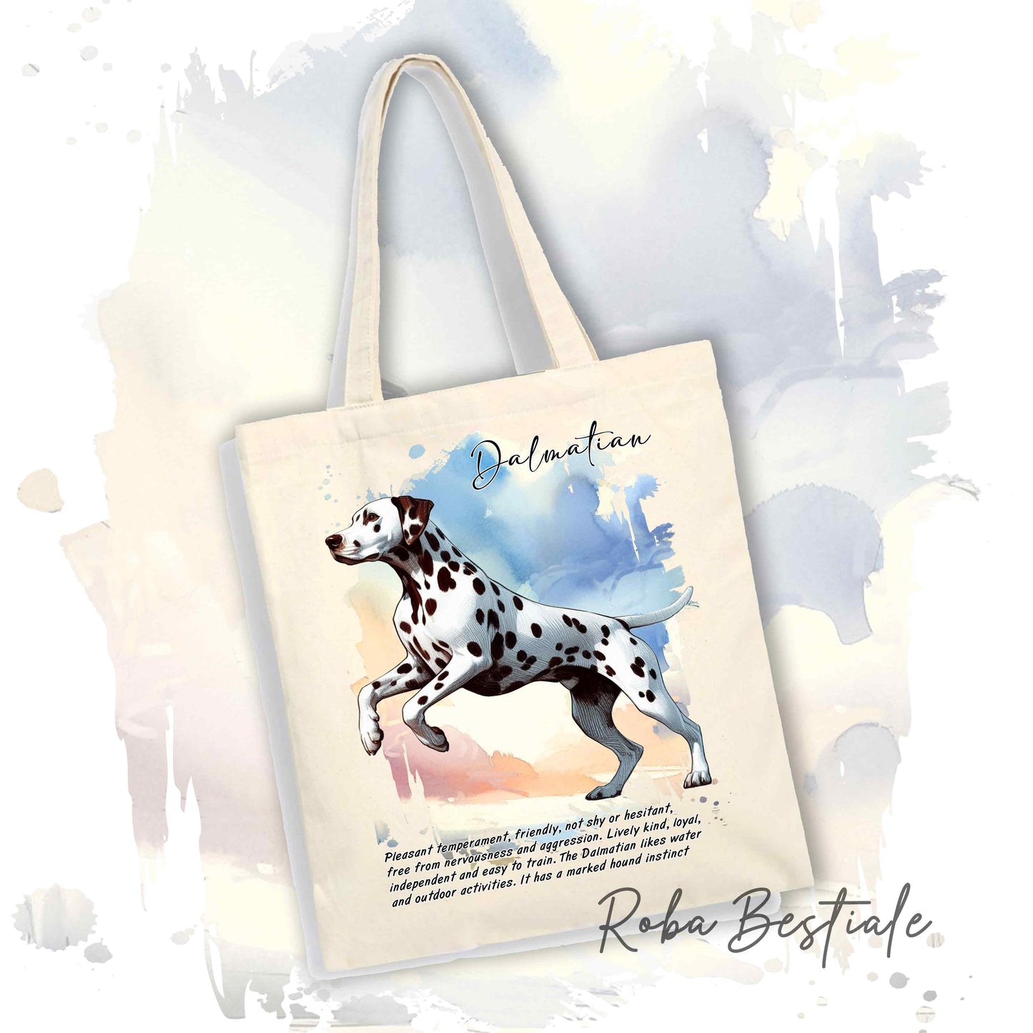 Shopper BEHAVIOR - DALMATA Bianco e Fegato - Diversi colori disponibili, 100% Cotone