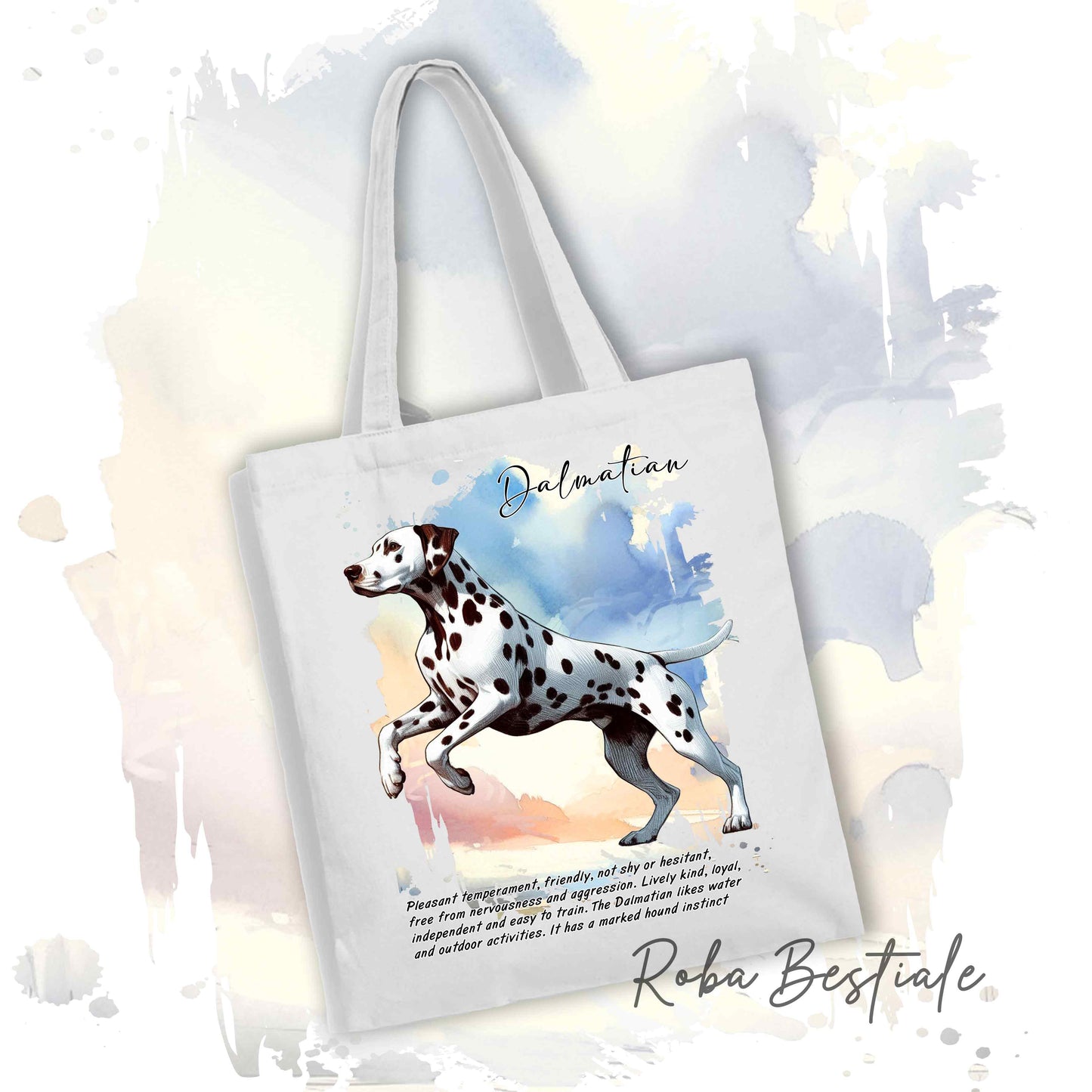Shopper BEHAVIOR - DALMATA Bianco e Fegato - Diversi colori disponibili, 100% Cotone