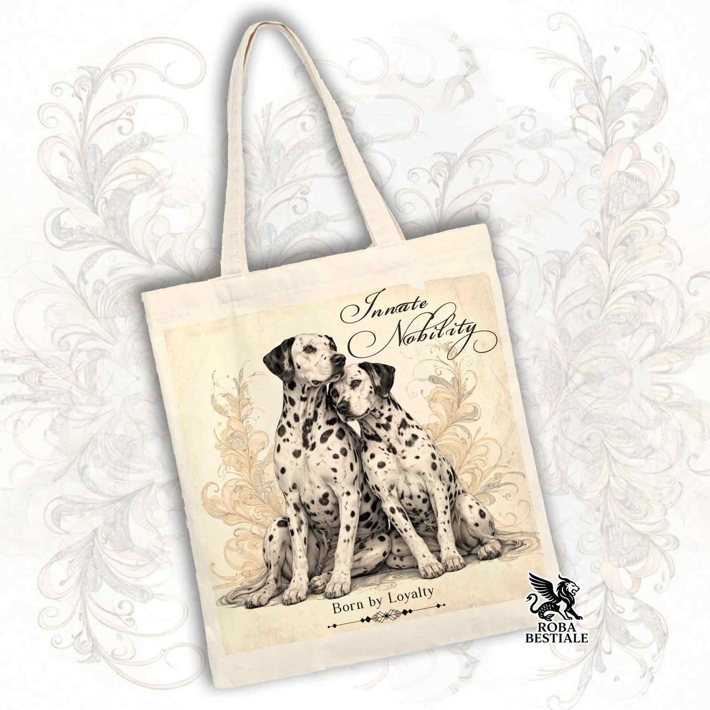 Tote Bag NOBILITY - DALMATA Bianco e Nero - 100% Cotone - Bianca o Beige