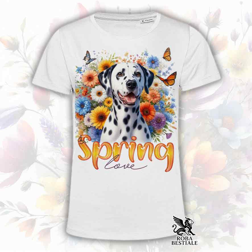 SPRING LOVE T-Shirt - DALMATIAN Black and White - White, Men or Women - XS to 5XL