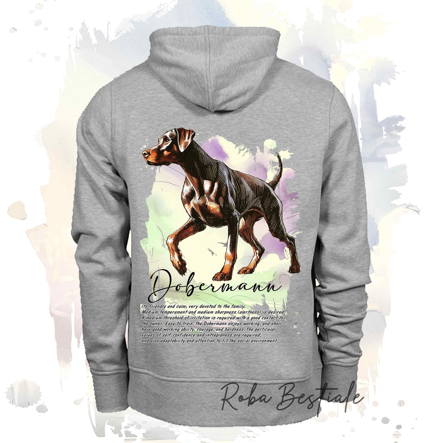 Felpa BEHAVIOR - DOBERMANN Marrone Focato - Standard FCI - Unisex - Grigia - dalla XS alla 3XL
