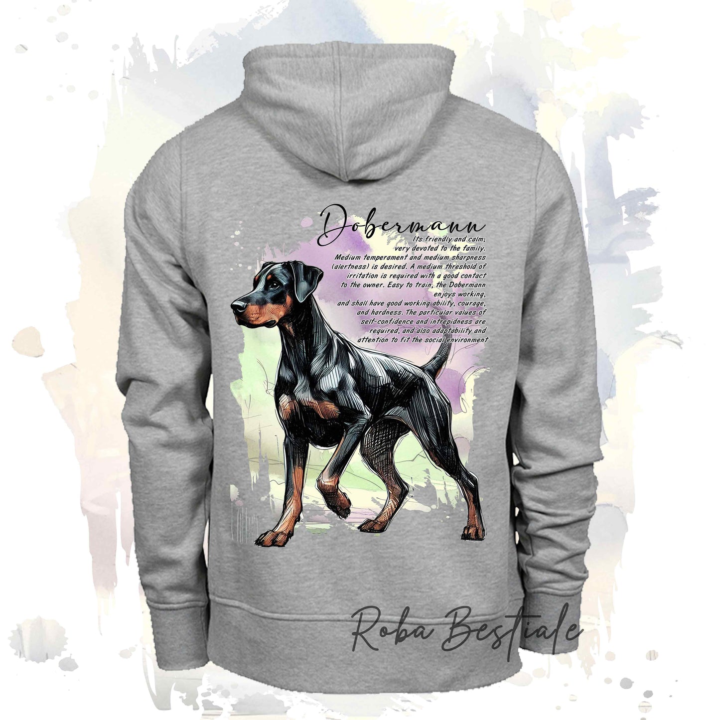 Felpa BEHAVIOR - DOBERMANN Nero Focato - Standard FCI - Unisex - Grigia - dalla XS alla 3XL