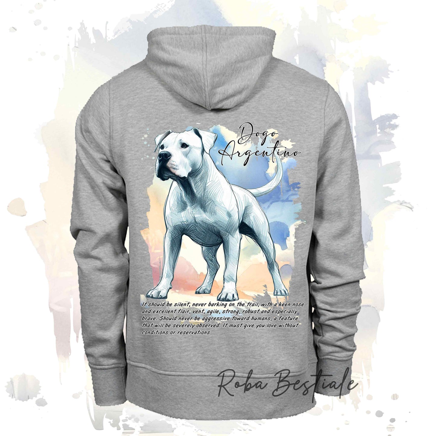 Felpa BEHAVIOR - DOGO ARGENTINO - Standard FCI - Unisex - Grigia - dalla XS alla 3XL