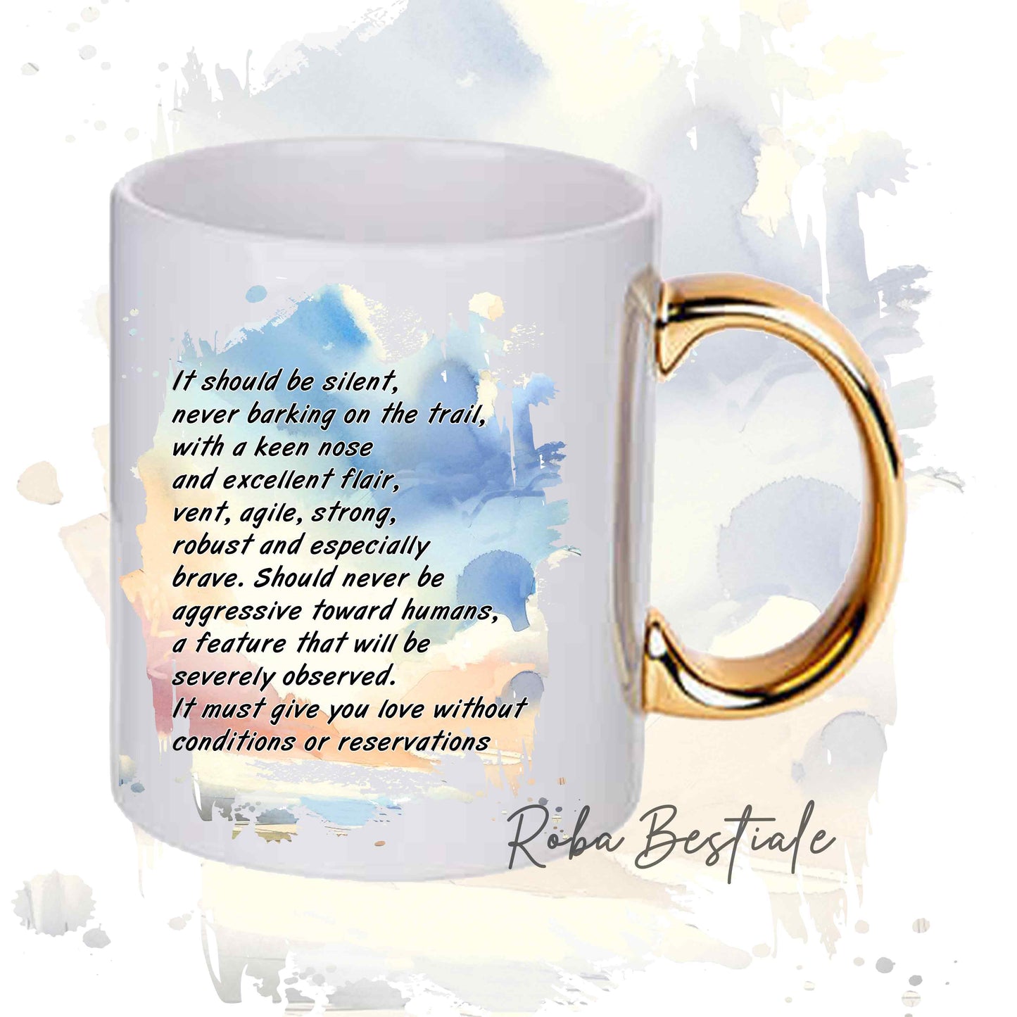 Tazza BEHAVIOR - DOGO ARGENTINO - In Ceramica, con manico dorato - 330 ml