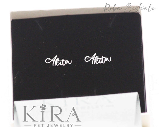 Orecchini KIRA PET JEWELRY - Modello Name - AKITA - in Acciaio Inox, con chiusura a farfalla