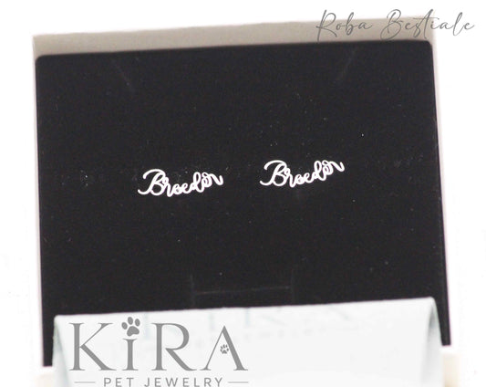 Orecchini KIRA PET JEWELRY - Modello Name - BREEDER - in Acciaio Inox, con chiusura a farfalla