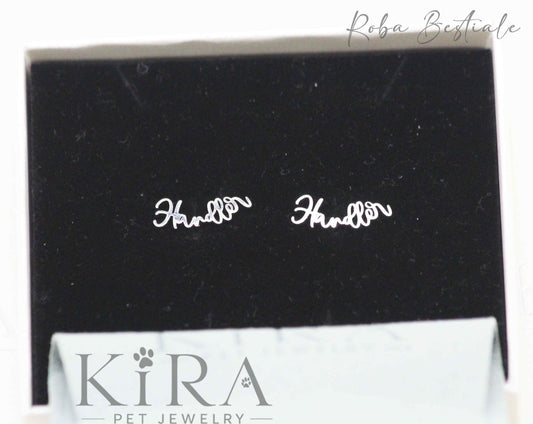 Orecchini KIRA PET JEWELRY - Modello Name - HANDLER - in Acciaio Inox, con chiusura a farfalla