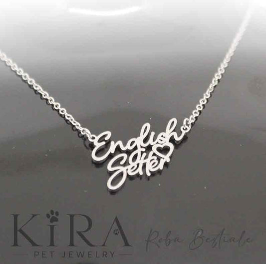 Collana KIRA PET JEWERLY - ENGLISH SETTER - In Acciaio Inox con catenella a maglia fine