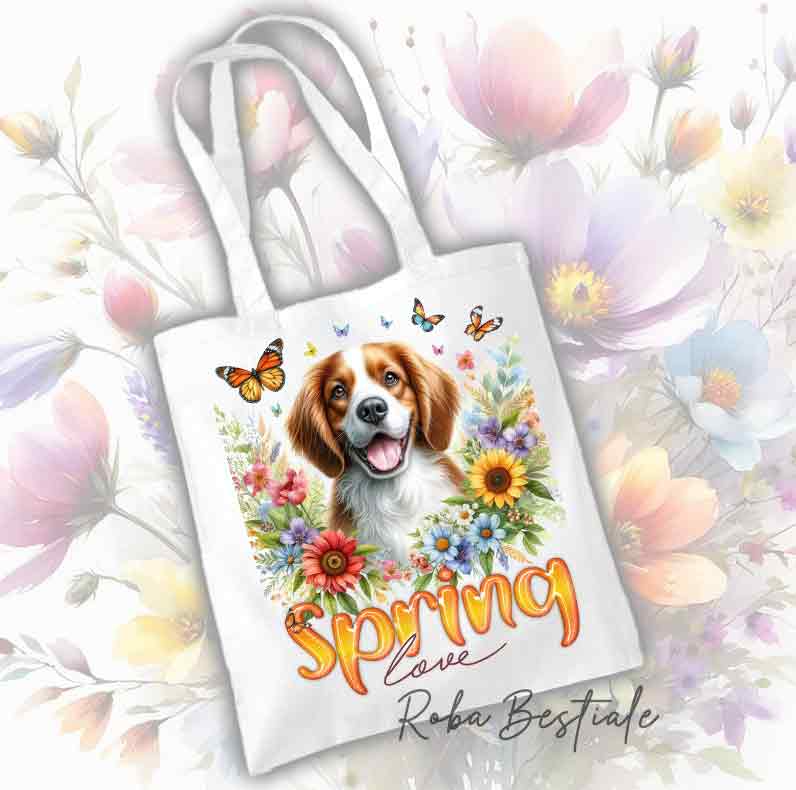 Shopper SPRING LOVE - EPAGNEUL BRETON White & Orange
