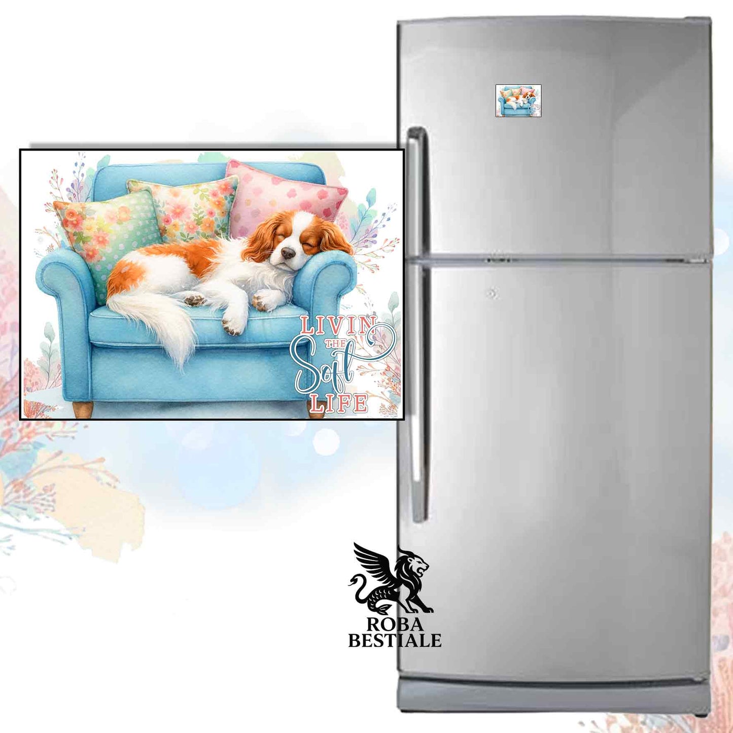 Calamita SOFT LIFE - EPAGNEUL BRETON Bianco e Arancio - in MDF - 7x5 cm