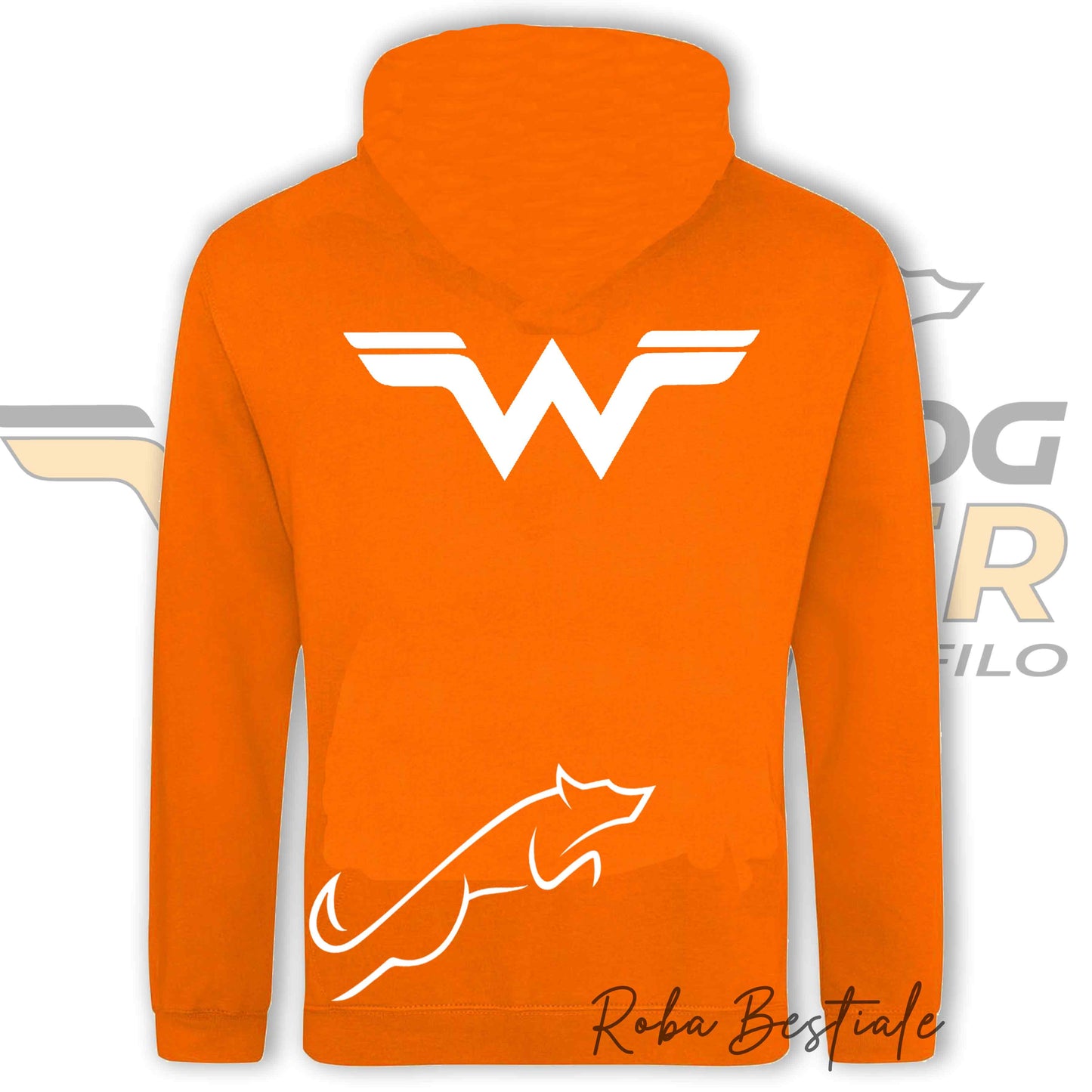 Winter Sweatshirt WONDERDOG - ORANGE, Fleece, Hooded - UNISEX - XS to 3XL