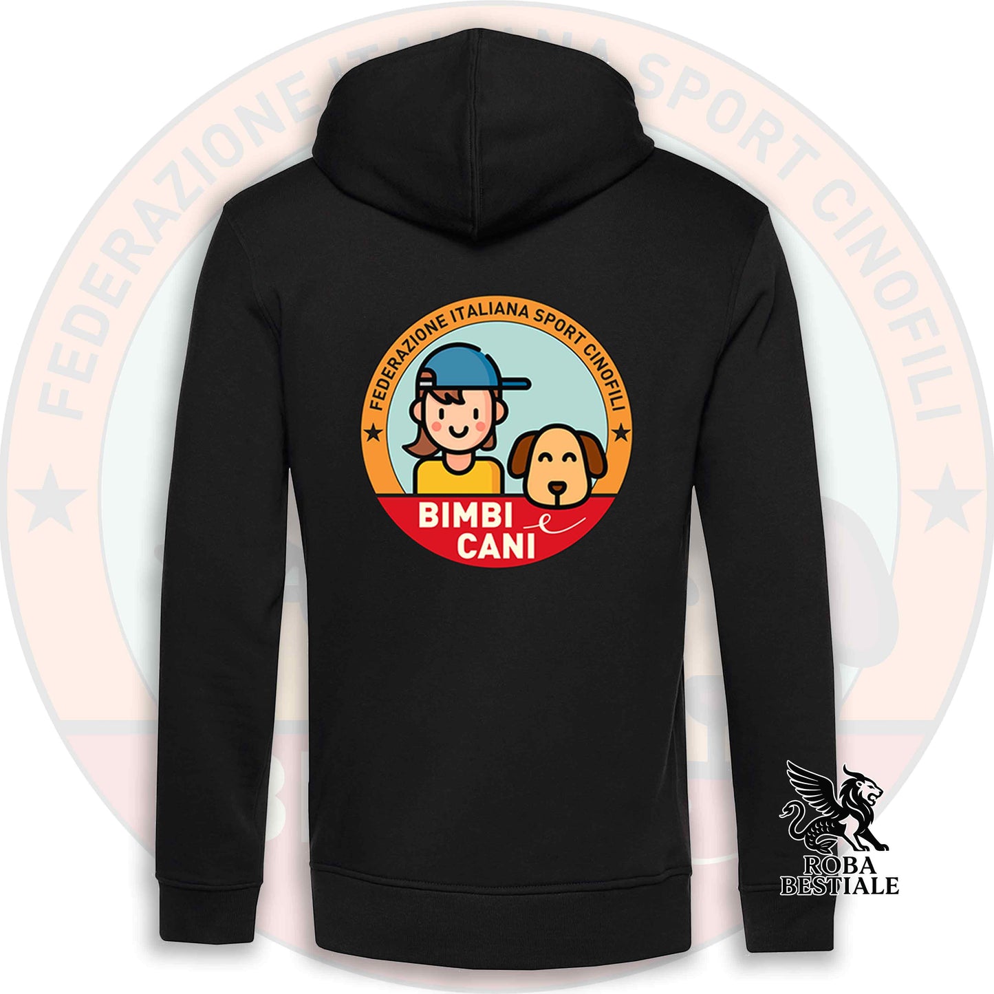 Felpa BIMBI e CANI - NON Felpata - Con Cappuccio e Full Zip, Uomo o Donna - dalla XS alla 3XL