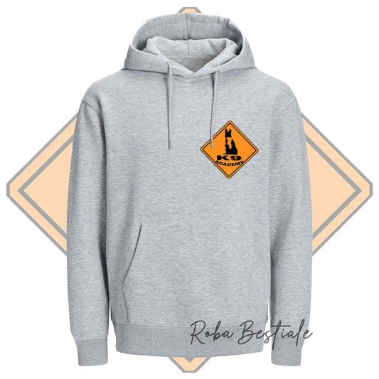 Felpa Estiva K9 ACADEMY - con Cappuccio, Unisex - Grigia - dalla S alla 2XL