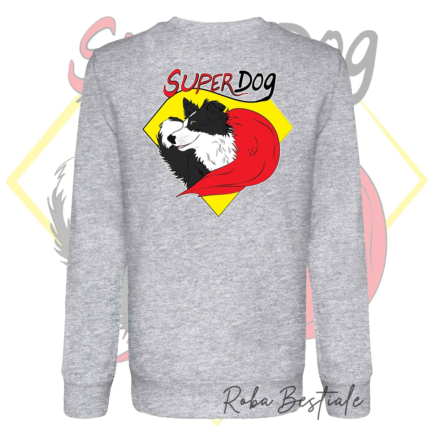 Felpa Estiva SUPERDOG - Girocollo, Unisex - Grigia, dalla S alla 2XL