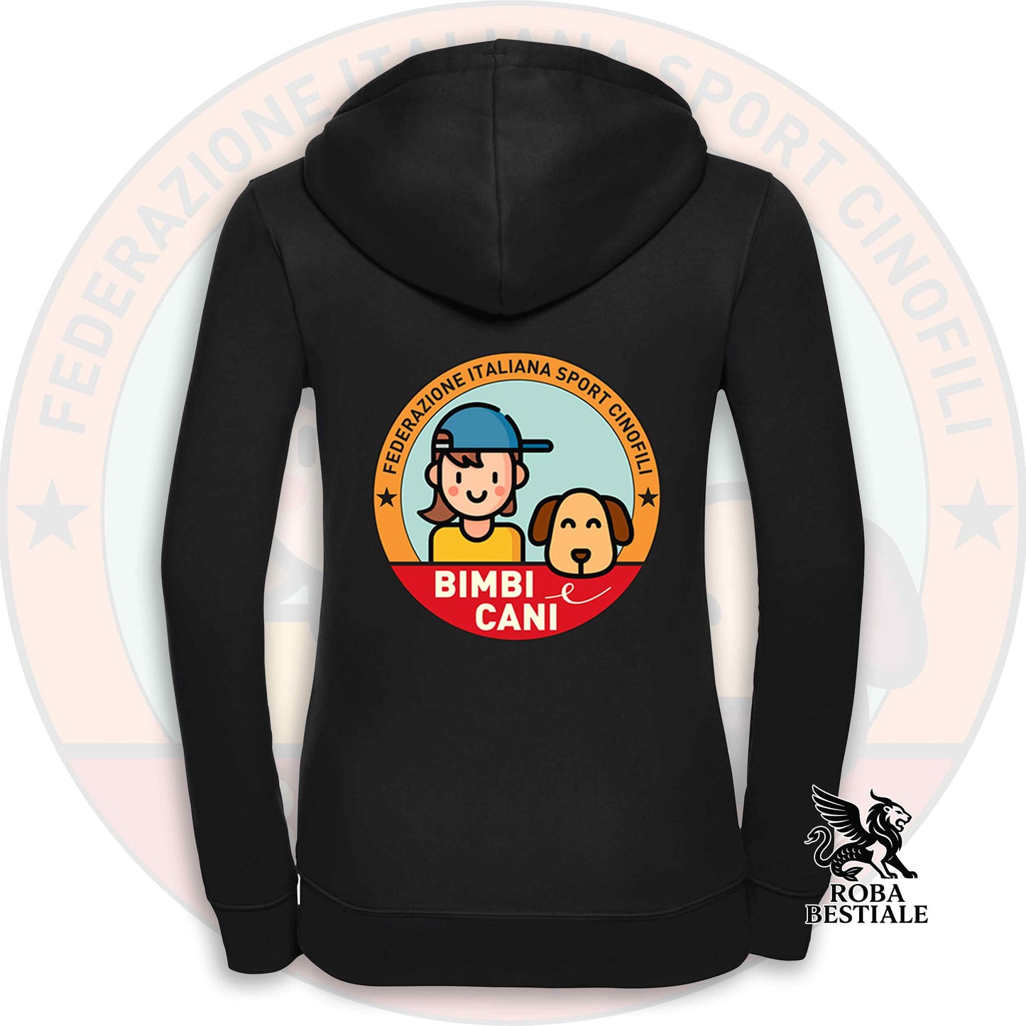 Felpa BIMBI e CANI - Invernale - Con Cappuccio e Full Zip, Uomo o Donna - dalla XS alla 5XL