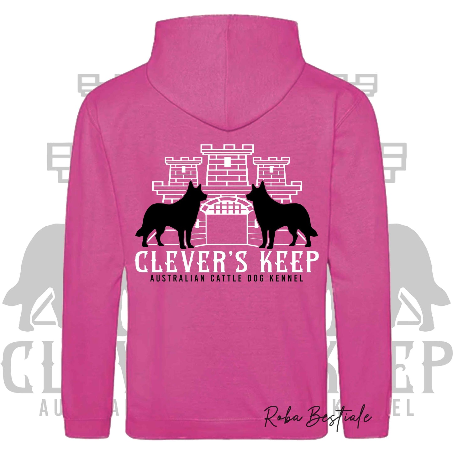 Felpa CLEVER'S KEEP Kennel - Tanti toni di ROSA! Felpata internamente, con Cappuccio - dalla XS alla 5XL