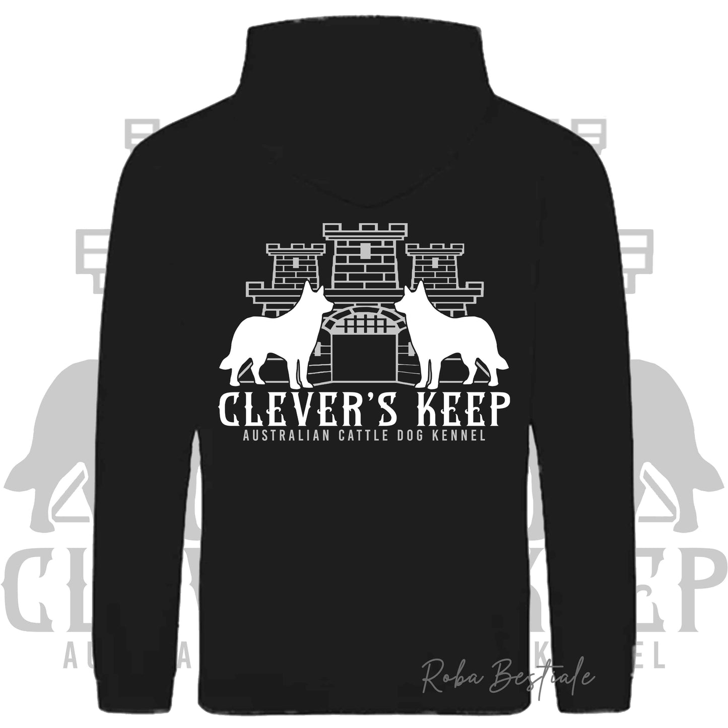 Felpa CLEVER'S KEEP Kennel - Nera o Bianca, con Cappuccio - dalla XS alla 5XL