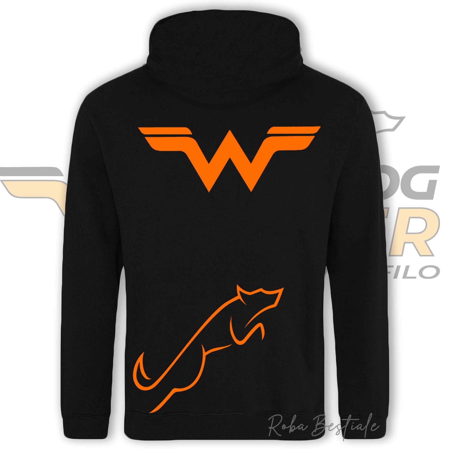Felpa Invernale WONDERDOG - NERA, Felpata, Con Cappuccio - UNISEX - dalla XS alla 3XL