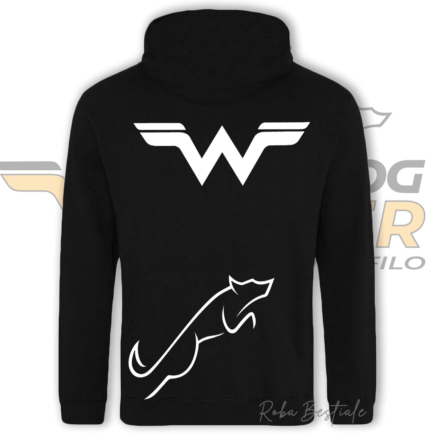 Felpa Invernale WONDERDOG - NERA, Felpata, Con Cappuccio - UNISEX - dalla XS alla 3XL