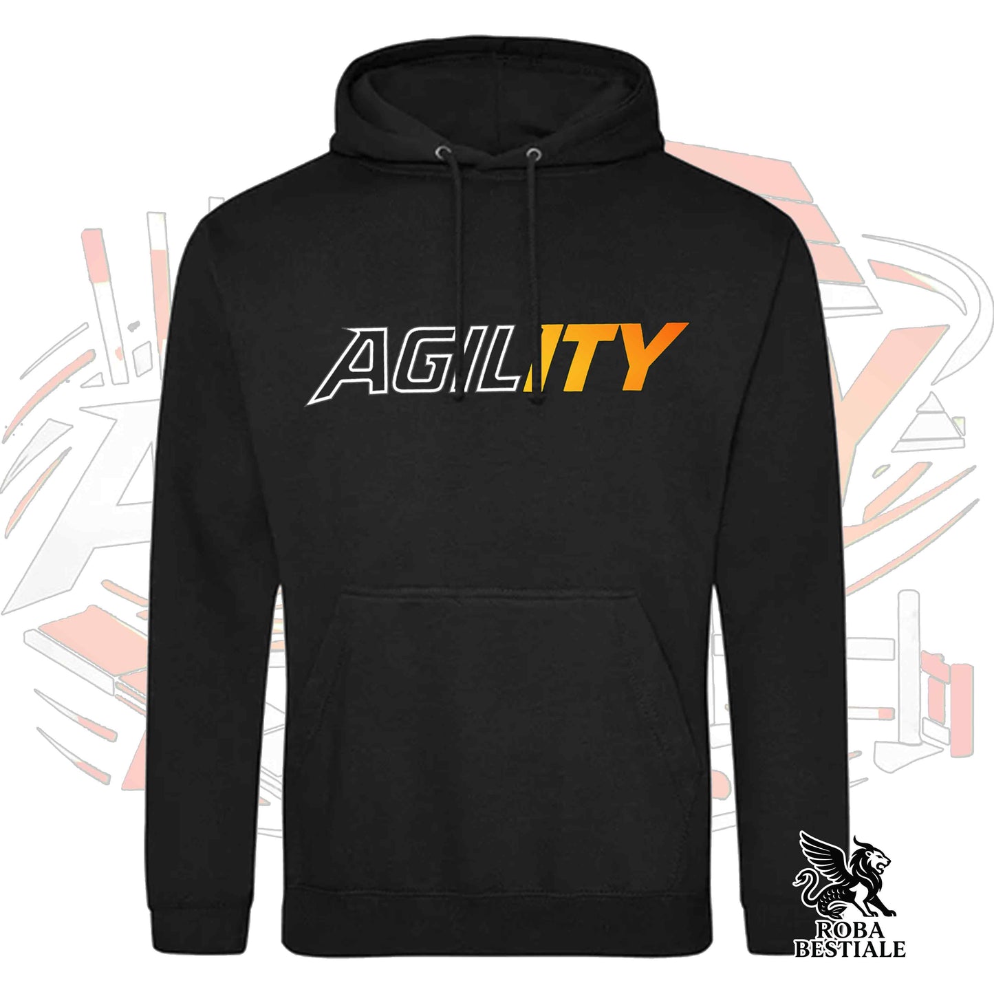 Felpa PURE AGILITY - Stampa ARANCIONE - Con Cappuccio e Tasconi, Unisex, in tanti colori - dalla XS alla 5XL
