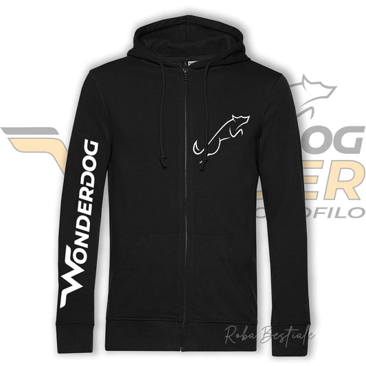 Felpa Estiva WONDERDOG - NERA, FULL ZIP, Con Cappuccio - UOMO o DONNA - dalla XS alla 5XL