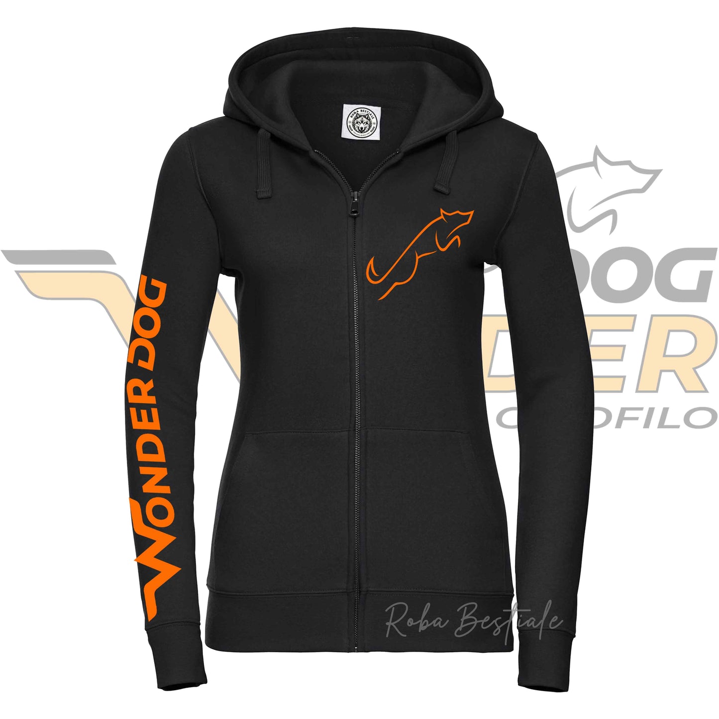Felpa Invernale WONDERDOG - NERA, FULL ZIP, Con Cappuccio - UOMO o DONNA - dalla XS alla 5XL