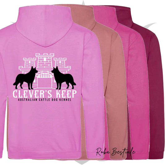 Felpa CLEVER'S KEEP Kennel - Tanti toni di ROSA! Felpata internamente, con Cappuccio - dalla XS alla 5XL