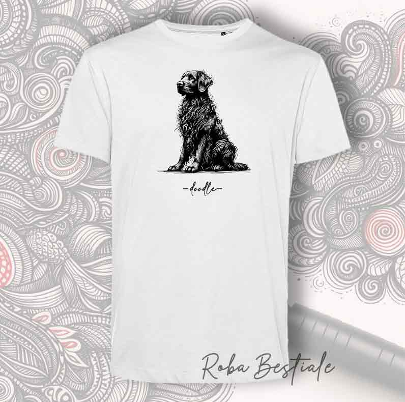T-Shirt DOODLE - FLAT COATED RETRIEVER