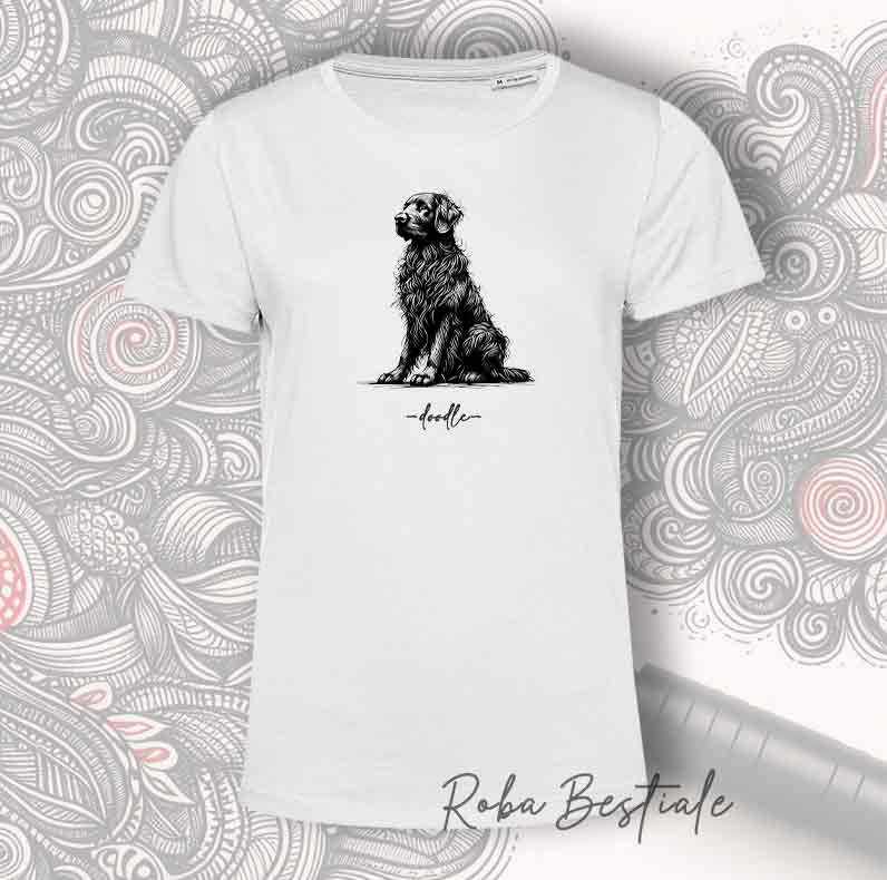 T-Shirt DOODLE - FLAT COATED RETRIEVER