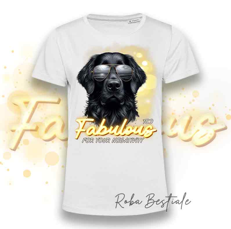 T-Shirt TOO FABULOUS - FLAT COATED RETRIEVER Nero