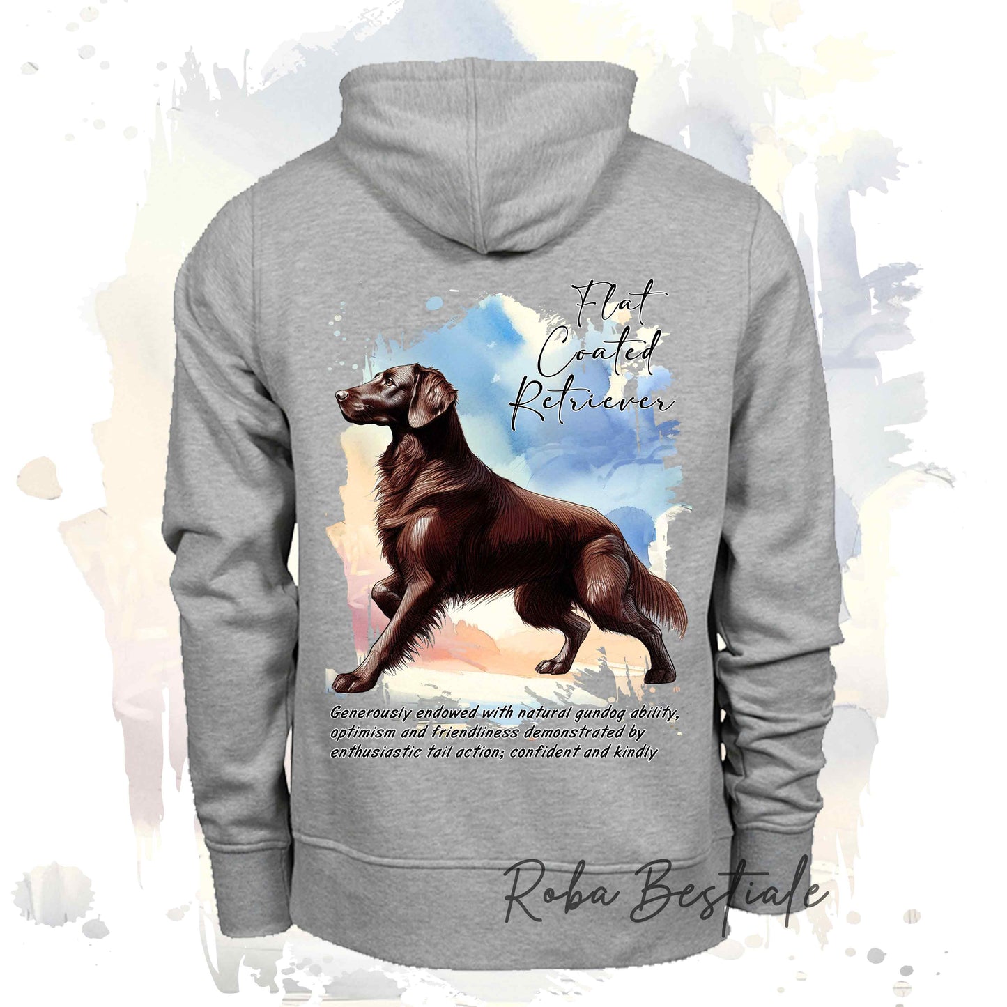 Felpa BEHAVIOR - FLAT COATED RETRIEVER Fegato - Standard FCI - Unisex - Grigia - dalla XS alla 3XL