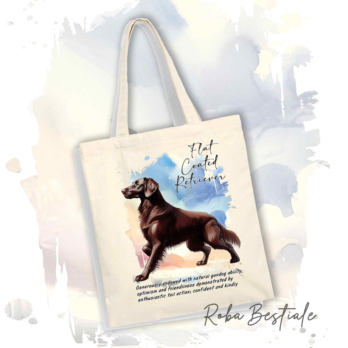 Shopper BEHAVIOR - FLAT COATED RETRIEVER Fegato - Standard FCI - Diversi colori disponibili, 100% Cotone