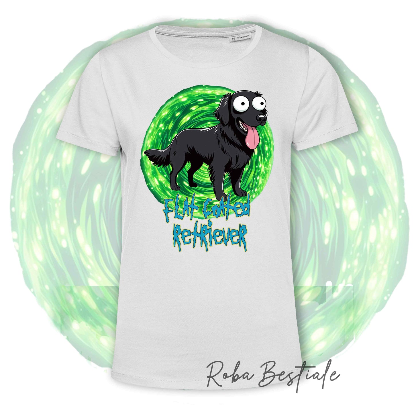 RICK & MORTY - FLAT COATED RETRIEVER T-Shirt Black