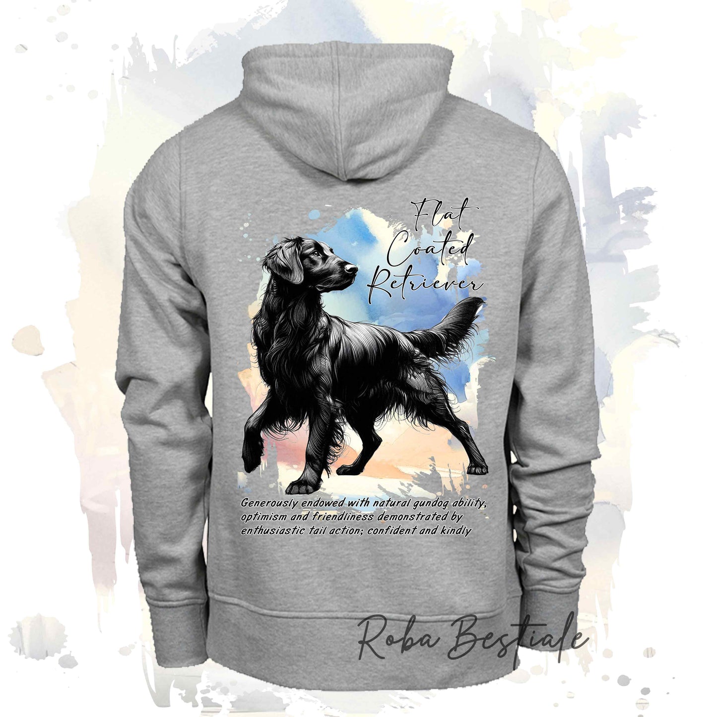 Felpa BEHAVIOR - FLAT COATED RETRIEVER Nero - Standard FCI - Unisex - Grigia - dalla XS alla 3XL