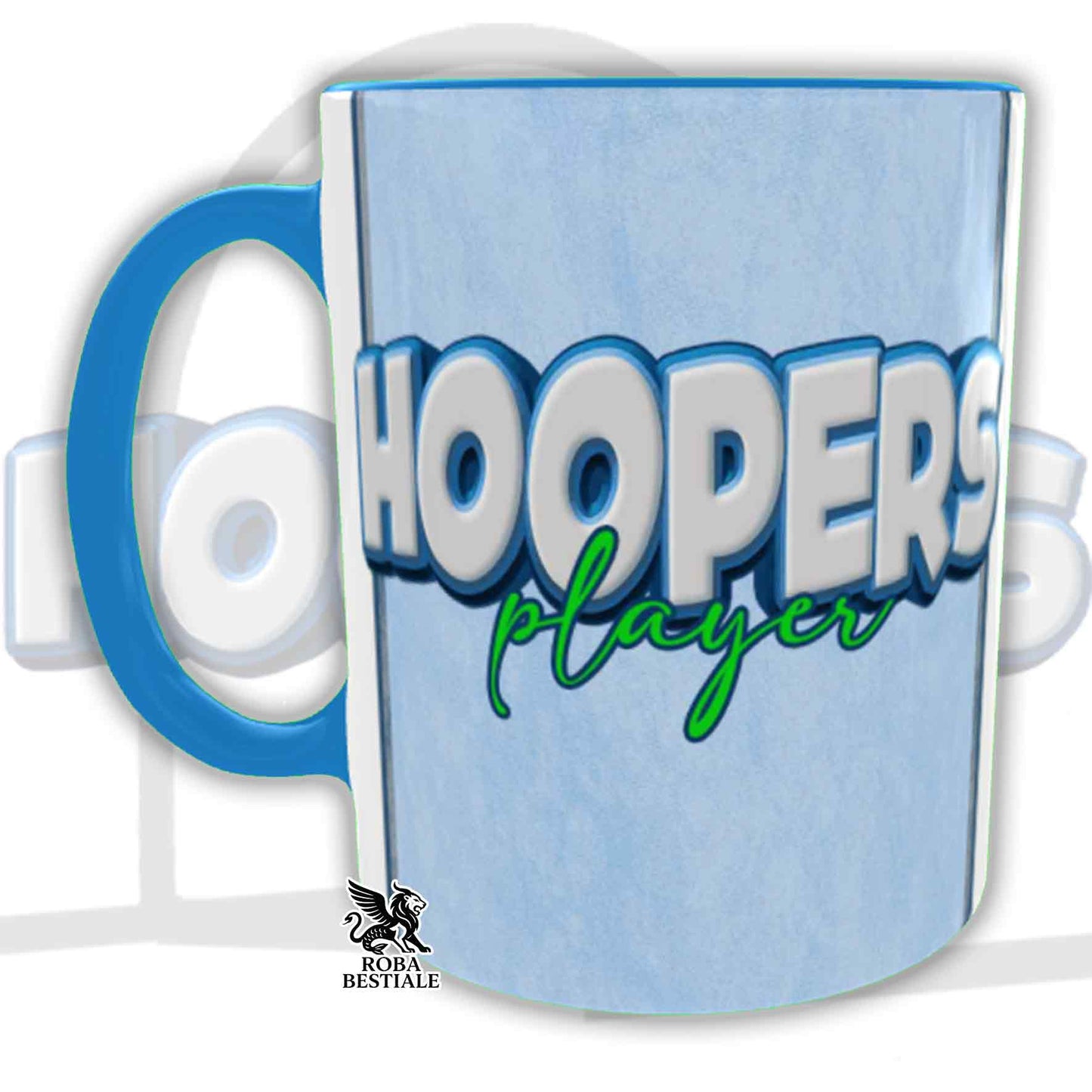 Tazza HOOPERS Player - AUSTRALIAN KELPIE Nero Focato - In Ceramica, con manico e interno colorato - 330 ml