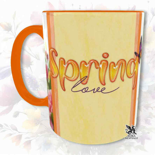 Tazza SPRING LOVE - BASENJI Rosso e Bianco - In Ceramica, colore a scelta - 330 ml
