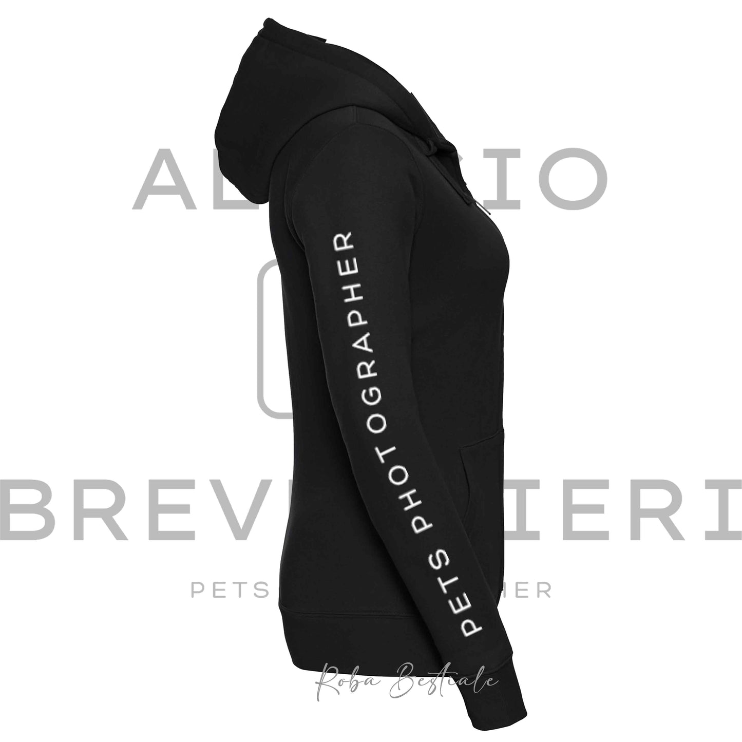 Felpa Invernale - ALESSIO BREVIGLIERI - PET PHOTOGRAPHER - Con Cappuccio e Full Zip, Uomo o Donna, Nera - dalla XS alla 5XL