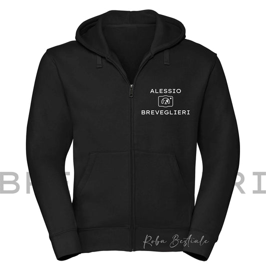 Felpa Invernale - ALESSIO BREVIGLIERI - PET PHOTOGRAPHER - Con Cappuccio e Full Zip, Uomo o Donna, Nera - dalla XS alla 5XL