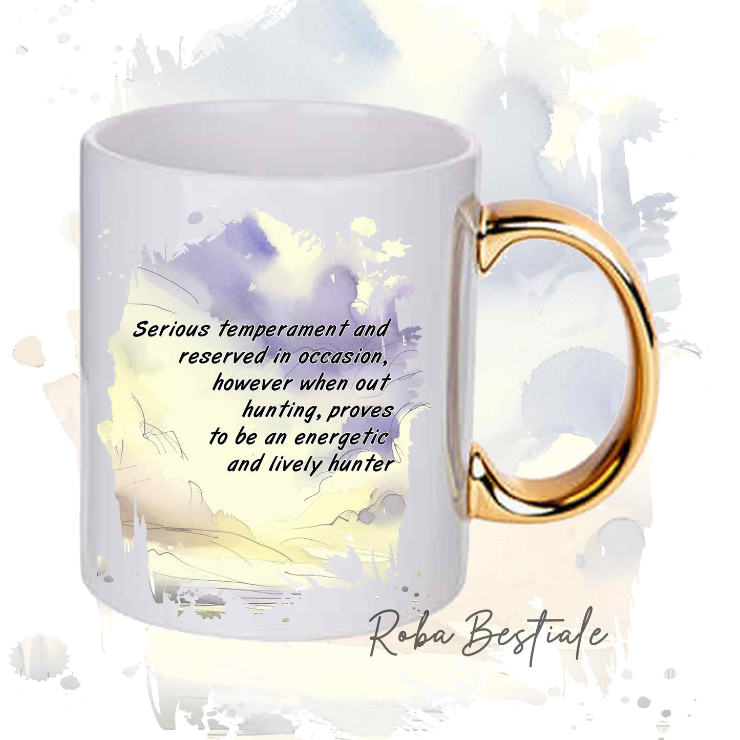 Tazza BEHAVIOR - GALGO ESPANOL Cannella - Standard FCI - In Ceramica, con manico dorato - 330 ml