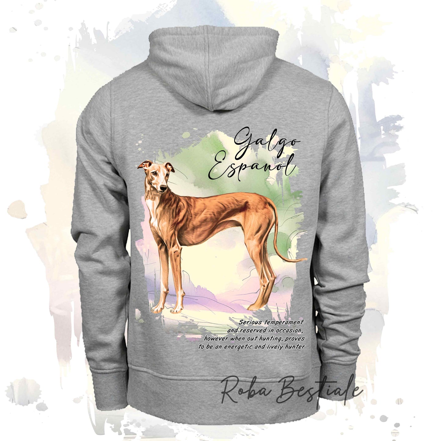 Felpa BEHAVIOR - GALGO ESPANOL Cannella - Standard FCI - Unisex - Grigia - dalla XS alla 3XL